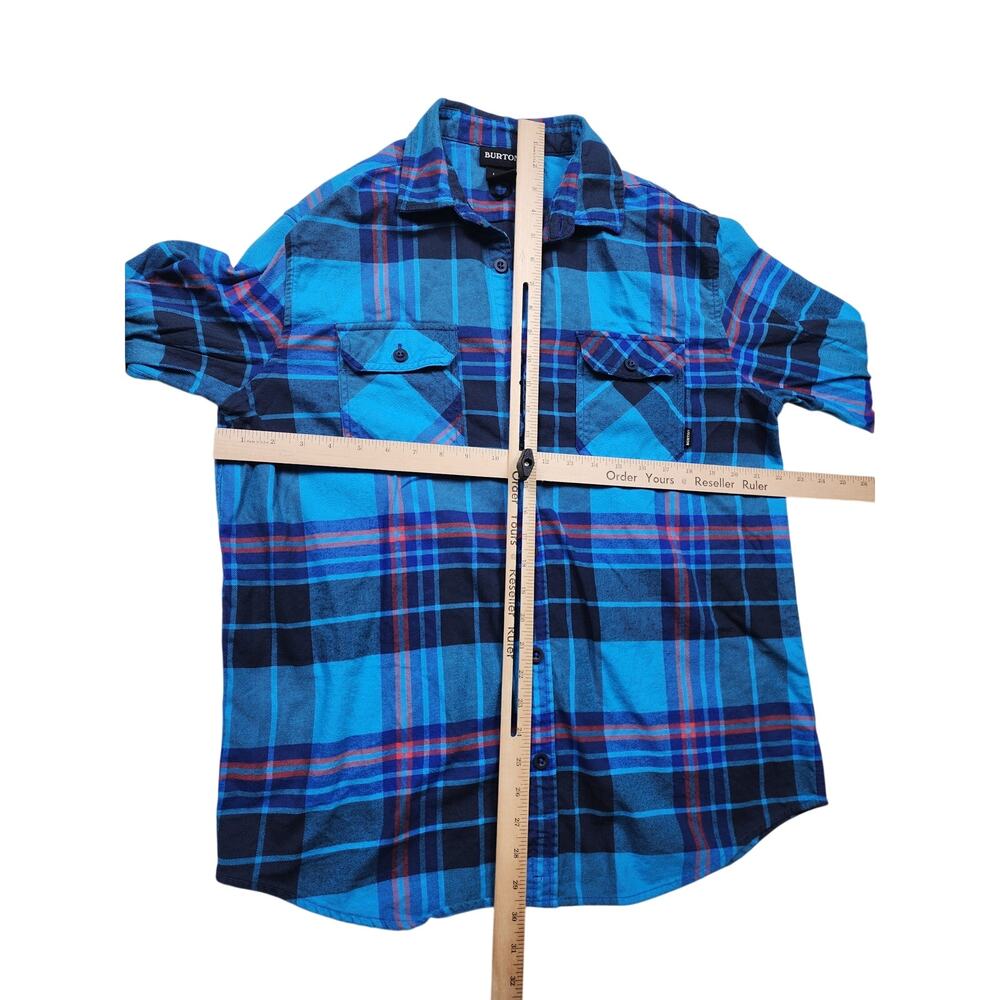 Burton Flannel Shirt Mens Large Blue Plaid Long Sleeve Button Skate Lumberjack - Picture 5 of 12